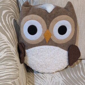 Charming Owl Accent Pillow in Brown and White